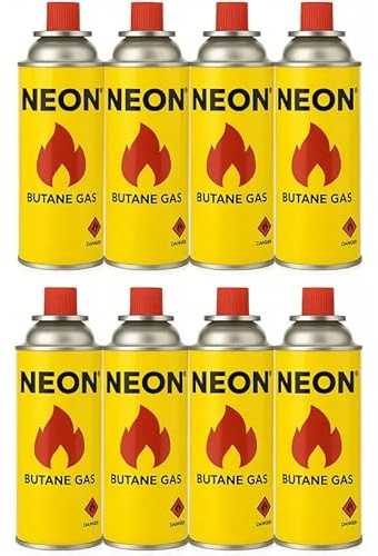V7® Butane Gas Canisters for Camping, BBQ, Outdoor Cooking, Stove Heater, Blow Torch, Weed Burner, Emergency Use, Multi-Pack (8)