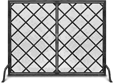 Parascintille per Camino, Parascintille per Camino in Rete di Acciaio di Grandi Dimensioni con Porte, Pannelli per Camini in Metallo in Ferro Battuto Solido, Griglia Parascintille per Soggiorno