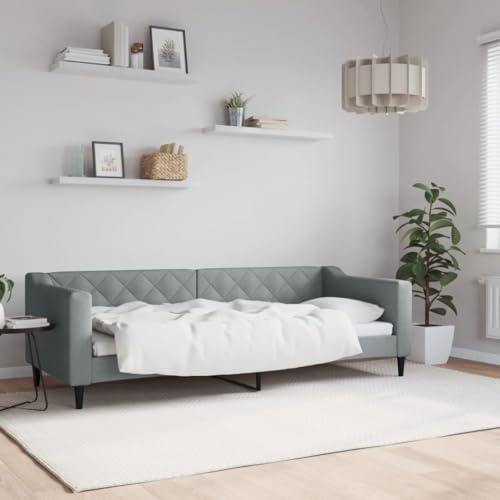 Mandloder Tagesbett Hellgrau 80x200 cm Stoff, Metall Massivholz Schlafsofa, Modernes Design, Vielseitig für Wohn- und Schlafzimmer, Robustes Gestell, Komfortabel