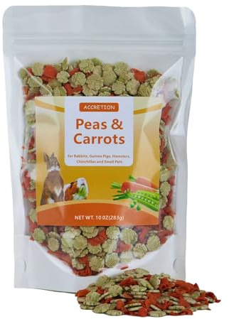 Accretion Carrot & Pea Flakes Mix for Small Pets - 10 oz Natural Snack for Chinchillas, Rabbits, Guinea Pigs - Dual-Texture, Vitamin-Rich