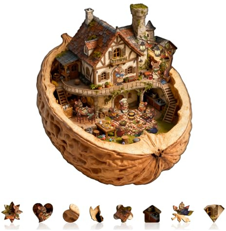 Holzpuzzle Erwachsene Nut Harvest Lodge - 165 Teile holzpuzzle Geschenkbox | Geschenke für Puzzleliebhaber,Wanddekoration,Geschenk für Freunde und Familien,Stressabbau,14+
