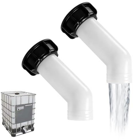 GYSRXS 2 Pièces Bec de Vidange IBC Adaptateur IBC avec Filetage Grossier S60×6 Accessoire de Conteneur IBC pour Cuve 1000 litres Réservoirs d'eau IBC(Blanc)