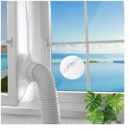 Portable Air Conditioner Window Seal Kit for Most Casement Windows AC (3m) | Exhaust Hose Seal with Double Zip, Adhesive Tape, Insect & Draught Proof