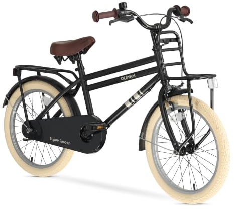 Deryan Cooper 16/18/20 Pouces Vélo pour Enfant - Noir | Avec support - Avec selle et guidon réglables - Pour garçons et filles de 4 à 12 ans