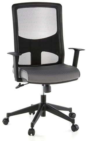 hjh OFFICE 653140 Bürostuhl LAVITA Stoff/Netz Schwarz/Grau Drehstuhl ergonomische Rückenlehne, Armlehnen verstellbar