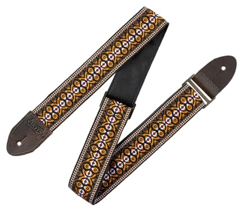 Levy's Leathers Vintage Hootenanny Series Gitarrengurt | Jacquardgewebe | Breite 5 cm | Farbe Orange/Braun | (M8HTV-20)