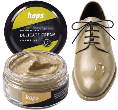 Kaps Leather Shoe Cream - Shoe Care Polish and Colour Conditioner | Refreshes Appearance | For Boots, Handbags, Furniture | Intensive Leather Care and Nourishing | 70 + Shades 50ml
