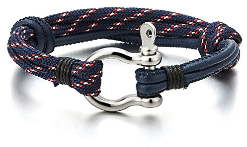 COOLSTEELANDBEYOND män kvinnor stålskruv ankare bojor nautisk sjömansrep rep rep rep läder wrap armband armband