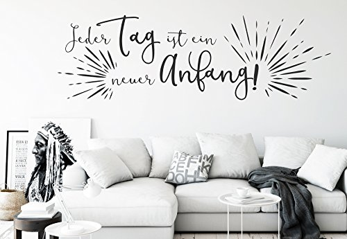 tjapalo® s-pkm 373 Wohnzimmer Wandsticker sprüche Wandtattoo Wohnzimmer sprüche jugendzimmer Wandtattoo Schlafzimmer Wohnzimmer Wandspruch flur Wandtattoo jeder Tag ist ein neuer Anfang viele Farben