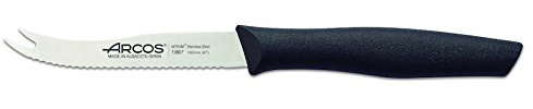Arcos Serie Nova Caja 36 uds Cuchillo Corta Queso, Hoja Serrada de Acero Inoxidable de 105 mm, Mango de Polipropileno Color negro (36 UDS)