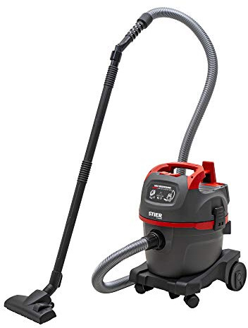 STIER Nass-Trockensauger SNT-20 Premium, 1400W, 20L Behälter, Industriesauger, 8m Kabel, mit Ausblasfunktion und Zubehörhalterung, Werkstattsauger