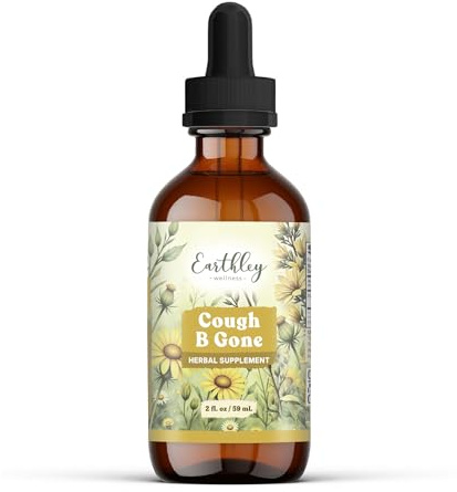 Earthley Wellness, Cough-B-Gone, Natural Herbal Formula, Cold and Cough Remedy, Removes Extra Mucus, Soothes Sore Throats, Promotes Lung Health, and Detoxification, Cough Be Gone (2oz, Original)