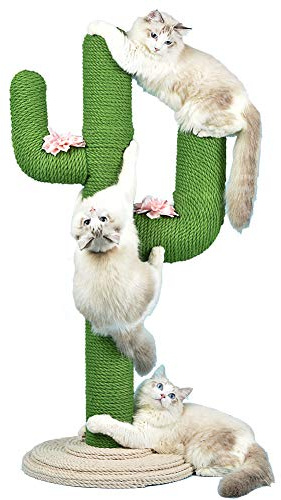 PJDDP Cactus Cat Scratching Post with Sisal Rope, Cat Claw Scratcher Cactus for Cats And Kittens,Cat Interactive Toys,Plush Sisal Scratch Pole, Cat Furniture Pet Activity Tree Tower