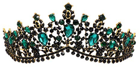 Lurrose Braut Barock Vintage Grünen Kristall Strass Kronen Kopfbedeckung Braut Hochzeit Haarschmuck Schmuck Diademe Prinzessin Königin Kronen