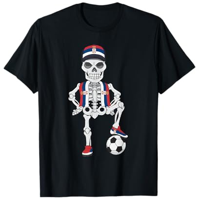 Serbien Fußball Skelett Fan Mannschaft T-Shirt