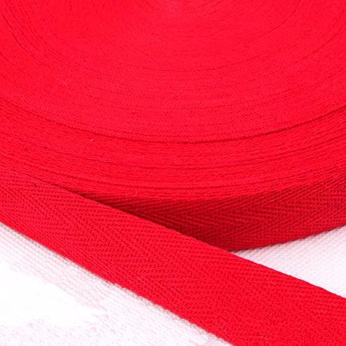 Baumwolle Schrägband,25 Yards x 10mm Einfassband Köperband Nahtband Baumwollband Textilband Fischgrätenband Köperband Wimpelband Twillband Webbing Band für Schneidern DIY-Nähen Basteln,Rot