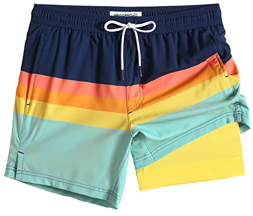 maamgic 2 en 1 Bañador Hombre con Forro de Compresión 4 Way Stretch con Forro Corto con Bolsillo Playa Natación Surfing,Semáforos,XS