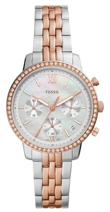 Fossil Neutra Damklocka, Quartz Chronograph-urverk med armband i rostfritt stål eller läder