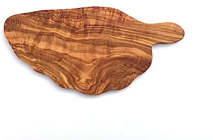 Tagliere per la colazione con manico, 22 cm, extra piatto, leggero, realizzato a mano, Taglieri Legno in Ulivo