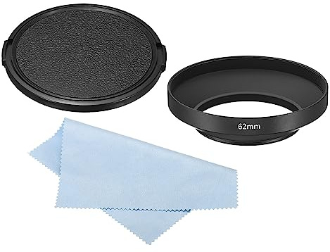 PATIKIL Paraluce per obiettivo da 62 mm, con superficie opaca e antiriflesso all'interno con cappuccio e panno per la pulizia per obiettivo della fotocamera, nero per Nikon, per Fujifilm, per Pentax,