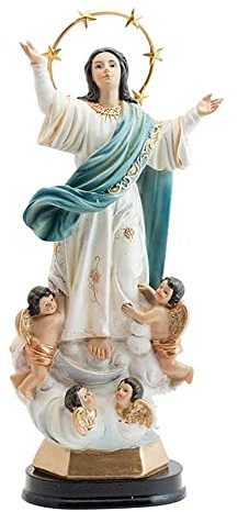 REGALOS LLUNA Figura Virgen Inmaculada Imagen 22cm. ángeles Adorno Resina peana decoración