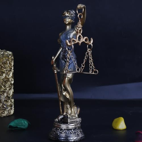 ARTVARKO Andha Kanoon Statue Polyresin Blind Folded Justice Lady Murti Skulptur Augenverbunden Insaaf Ka Tarazu Schaustück 19,1 cm