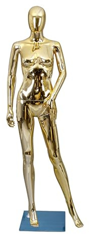 Rozhuhro Schneiderpuppe, Weiblich Schaufensterpuppe, Schaufensterpuppe, Metall Schneiderpuppe, Deko Mannequin, für Bekleidungsgeschäft Kleider,Gold,1