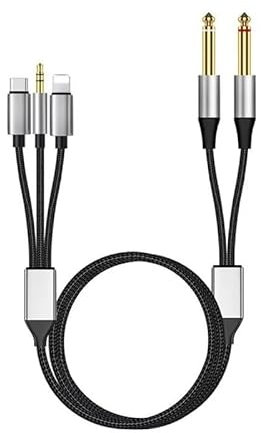 ENJOY-UNIQUE Cable Aux Audio Adapter USB Type C to 6.35mm, 3.5mm jack to Dual 6.35mm 1/4 inch Male TRS Stereo 6.6FT/2M compatible with iphone, ipad, Samsung Galaxy, Huawei, Laptop, Amplifiers, Speaker