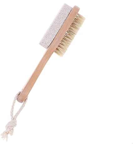 Doppelseitige Bimssteinbürste für Fußpflege und Hornhautentfernung | Pumice und Holz mit Borsten, Entfernt Trockene Haut und Abgestorbene Stellen, Tragbar, 1 Stück Packung