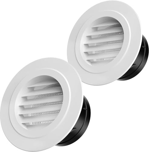 Hon&Guan 150mm ABS Abschlussgitter Lüftungsgitter Rund mit Insektenschutz Belüftungsgitter für Klimaanlage, Garage, Außenwand, Luftansaugkanäle, Decke, Büro (ø150mm), 2Stücke