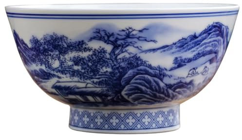 YTDJJWLS 13,8 cm Jingdezhen keramik blå och vit porslinsskål gröt nudelskål servis