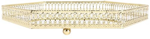 Zerodeko Schmucktablett 1stk Ablagefach Kreisspiegel Serviertablett Schmuck-Organizer-Fach Schminktisch Waschtisch Aus Glas Schmuckschale Ringschale Metall Ausstellungsstand Alu-Spiegel