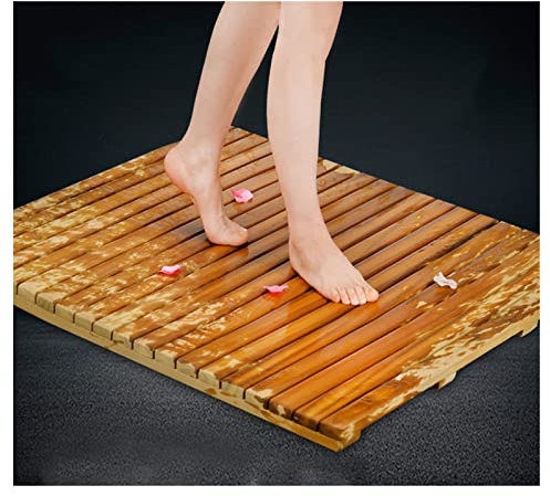 LeGDOr Duschmatte aus natürlichem Holz, Bambusmatte, Duschmatte aus Holz, Premium-Badematten-Set aus Entenbrett aus Bambusholz für Badezimmer und Dusche, anpassbar, 80 x 110 cm