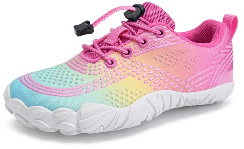 WateLves Barfußschuhe Wasserschuhe Kinder Jungen Mädchen Kinder Aqua Schwimmen Nass Riff Schuhe für Strand Pool Wasser Sport Non-Slip Schnell Trocknen(Regenbogen 29)