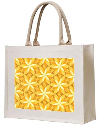 YWSOTRE Geometrisch Vanille Blume Gelb, Tragetasche Canvas-Tasche Einkaufshandtasche Einkaufstüten, Mehrzweck-Schultertaschen