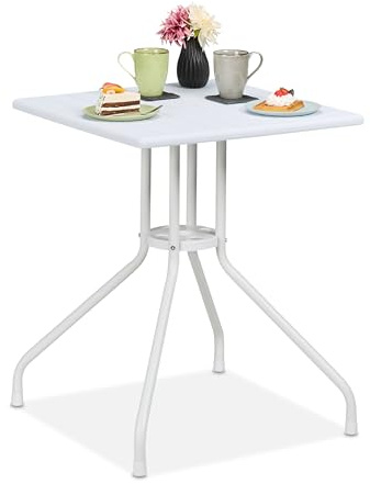 Relaxdays balkongbord, vitt, 73 x 62 x 62 cm