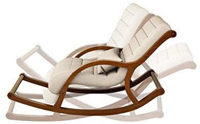 Gardeneea Relaxsessel Schaukelstuhl, Bequemer Relaxsessel Nordischer Balkon Massivholzstuhl Schlafzimmer Wohnzimmer Loungesessel Bürosessel Faules Casual Stoffsofa Traglast 200Kg-Dunkelgrau