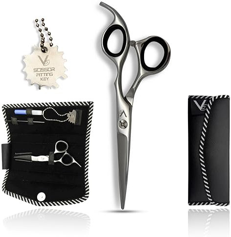 Vida Goods Professional Hairdressing Scissors - Premium J2 420C Stainless Steel Hair Scissors with Hand-Sharpened Blades, Adjustable Tension Knob, Barber Scissors Kit, Storage Case & Cleaning Kit