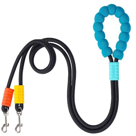 Correas dobles para perros, giratorio de 360°, nailon sin enredos, divisor doble para perros con mango suave para 2 perros medianos y grandes, entrenamiento de caminata