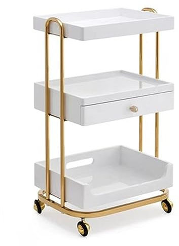 Gold Beauty Rollwagen für Schlafzimmer, Badezimmer und Büro, Friseur- und Spa-Nizer mit Rollen, Mehrzweck-Aufbewahrungswagen, 50 x 38 x 85 cm