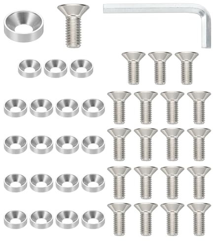 PATIKIL Kit De Arandelas Avellanadas M8, 40 Piezas De Aleación De Aluminio Para Tornillos De Cabeza Plana Y Juntas Para Accesorios Mecánicos Y Modelos DIY, Color Plateado