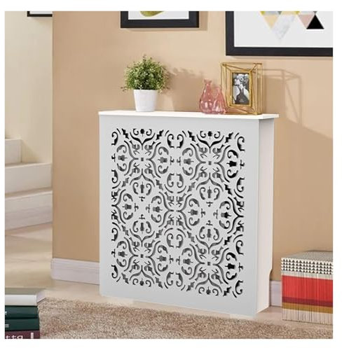 Qulamrdk Couvercle de Radiateur Étagère Supérieure en Bois Lattes Gril Convient pour Une Installation dans Une Chambre Et Un Salon, Blanc Simple(70x80x20cm)