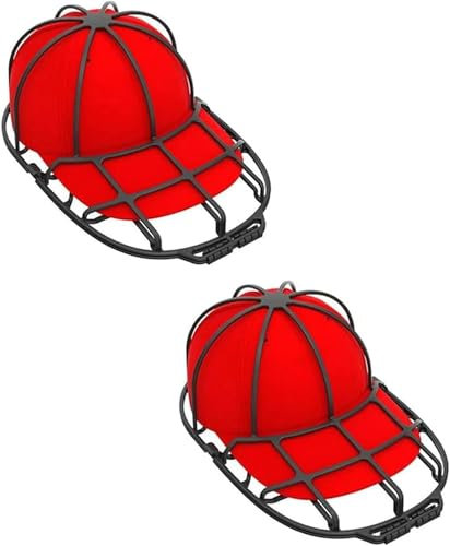 Denxahao 2 Stück Cap Waschen Basecap Waschgestell Hutwaschrahmen Waschkäfig für Erwachsene Kinder Kappen Waschschutz Halter Stabil AntiVerformung Cap Waschmaschinen für Baseballkappen (Schwarz-2pcs)