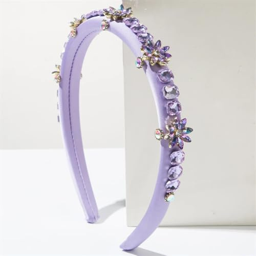 Cerchietti per capelli da donna con perle e strass, sottili, imbottiti, vintage, viola chiaro