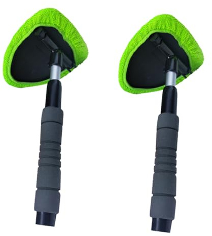 Amosfun Car Windshield Cleaning Brush 2pcs Set, Green Auto Windshield Wiper with Demisting Function for Glass, Suitable for Vehicle Window Care and Weather Conditions