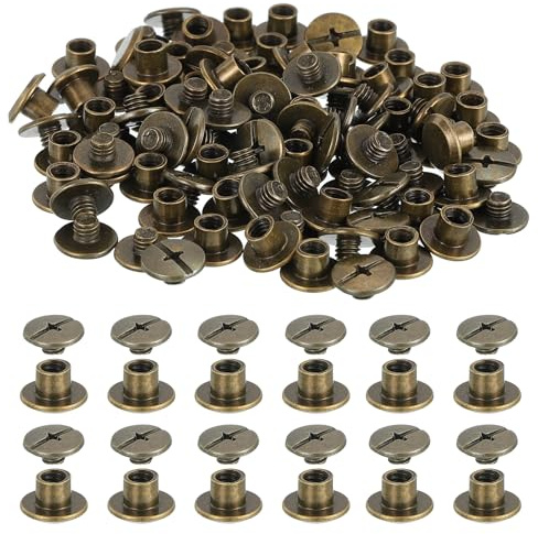 PATIKIL 5.5mm Chicago Screws Leather Rivets, 60 Set Leather Rivets Nail Stud Screws Bolt Assorted Kit for DIY Leather Craft Bookbinding Decorate Repair Belt Bag Clothing, Gunmetal
