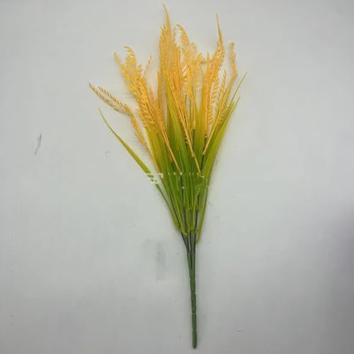 KLIUYANWE Las orejas de arroz artificiales y los granos de arroz están decorados con 7 tenedores de espigas de trigo