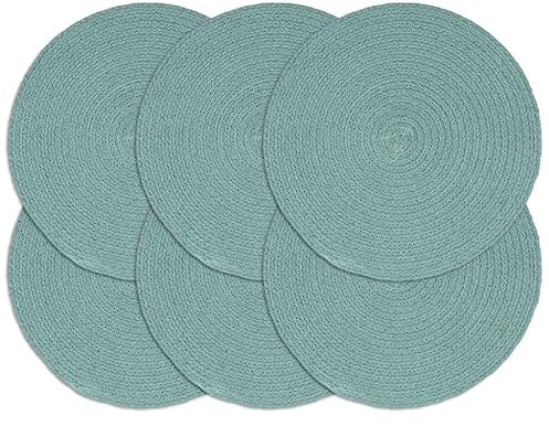 Linens & Bedding-Table Linen-Placemats-Placemats 6 pcs Plain Green 38 cm Round Cotton