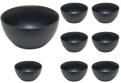 Home4You Dipschalen - Ø 9,5 cm - Schwarz matt - Steingut - 8er Set