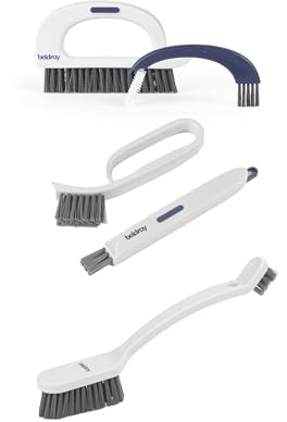 Beldray Deep Clean Brush Set, 3-Piece Grout And Tile Cleaning Set | 3 In 1 Track Scrubber, Detail Brush For Crevices, Loop Brush For Curves, Slim Crevice Tool, Ergonomic Scraper For Dried Dirt